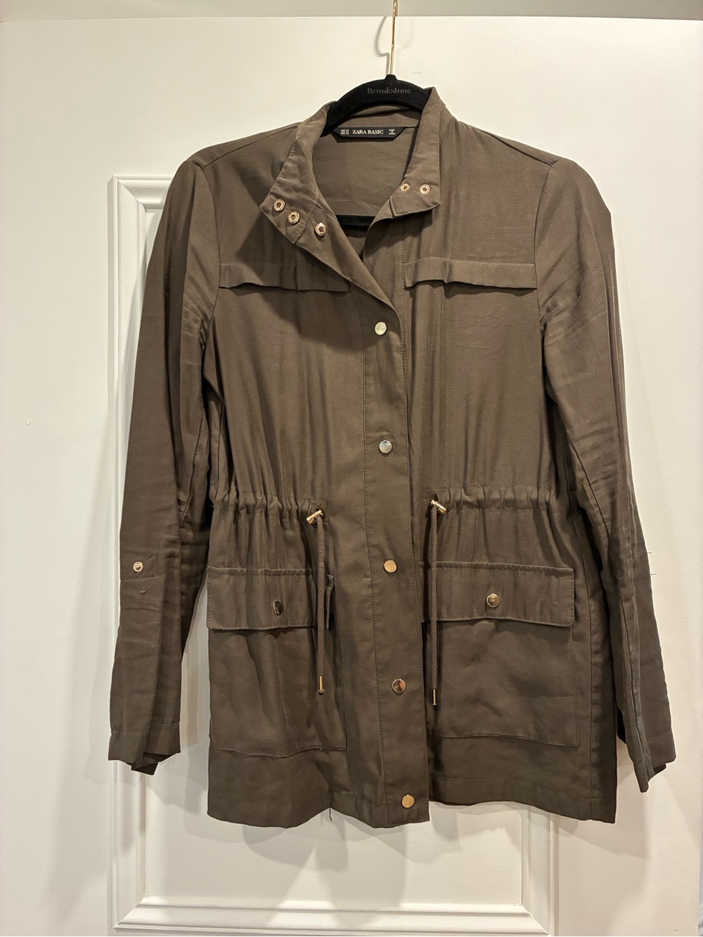 Zara Basics Olive Green Utility Drawstring Jacket - XS
